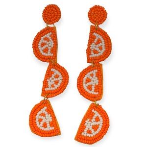Boutique Handmade Orange Slices Beaded Earrings NWT